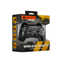 Gamepad Canyon CND-GPW5, Wireless, Dual Vibration, 20 Butoane, PlayStation 4, Negru